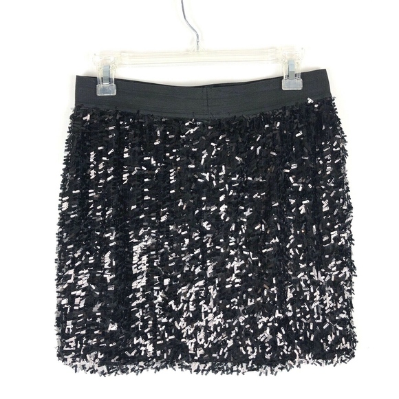 Willi Smith Black Sequin Lined Short Skirt Medium - Picture 2 of 7